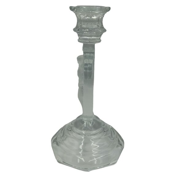 Vintage Crucifix Clear and Frosted Glass Candle Holder Jesus Christ on Cross INR - Picture 3 of 9